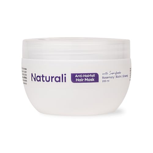 Naturali Anti-Hairfall Hair Mask With Rosemary, Ginseng & Biotin | Repairs Damaged Hair | Promotes Hair Follicle Growth | Paraben & Mineral Oil Free |