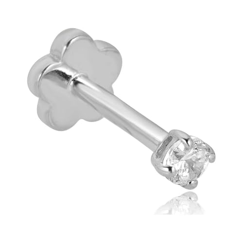 Image of AVORA 14K Yellow /White Gold Simulated Diamond CZ Cartilage Piercing Flat Back Earring Body Jewelry (18 Gauge)
