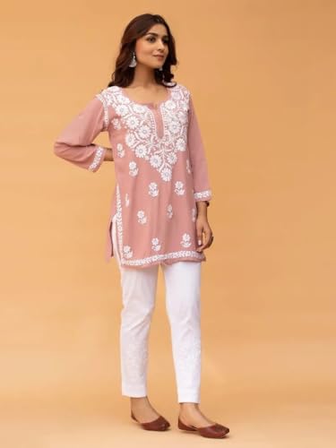Image of Sidhidata Women Rayon Regular Stylish Kurti with 3 /4 Sleeves & Beautiful Neck Embroidery Ideal for Casual Office Wear & Everyday Comfort (Kurti Angell)