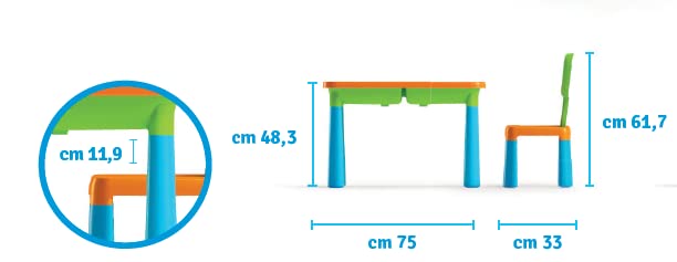 Set Tavolo E Sedie Per Bambino AZILO - Multicolore, Giocattolo Educativo, Made In Italy