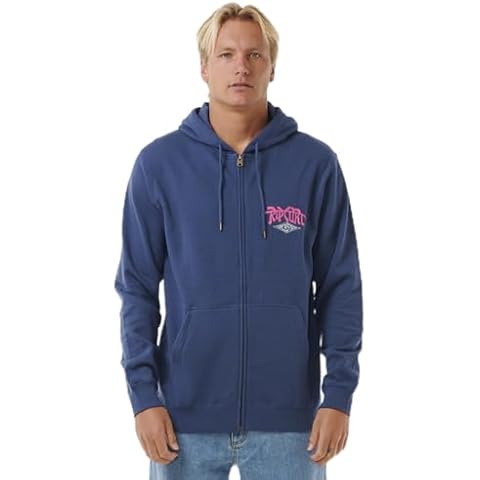 Rip Curl Men's Shred Till Dead Zip-Up Hooded Fleece Sweatshirt, Washed Navy Cover