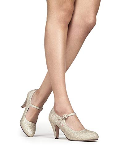 J. Adams Pixie Heels for Women - Retro Mary Jane Pumps with Teardrop Cutout - Image 4