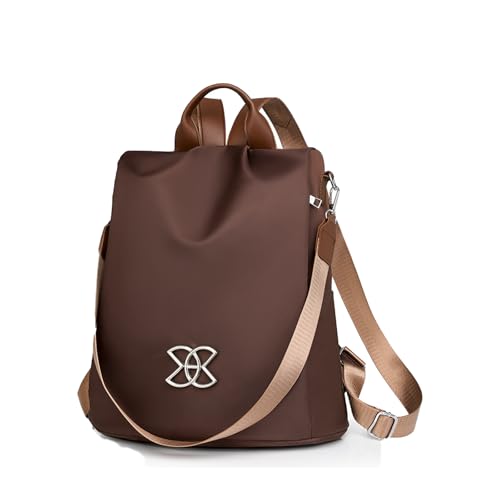 Generic Anti-Theft Large Capacity Backpack for Women, Lightweight Oxford Cloth Backpack, 3-Way Crossbody Bags Multipurpose (Brown)