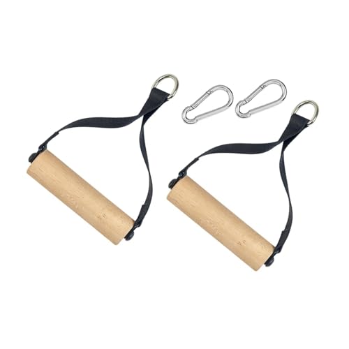 QSTDGVPW Mango de Ejercicio, Mango de Gimnasia Robusto con Mosquetón, Mango de Madera para Pilates, de Poleas, Entrenamiento de Fuerza, Culturismo