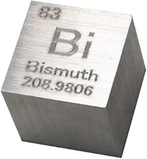 GOONSDS Bismuth Metal Cube 99.99% Engraved Periodic Table 10mm/0.39Inch Bi Specimen for Laboratory and Collect Decorate