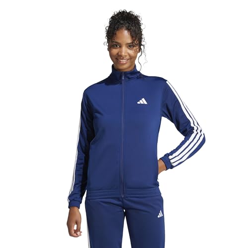 adidas Women's Tricot 3-Stripes Track Top, Dark Blue/White, Small