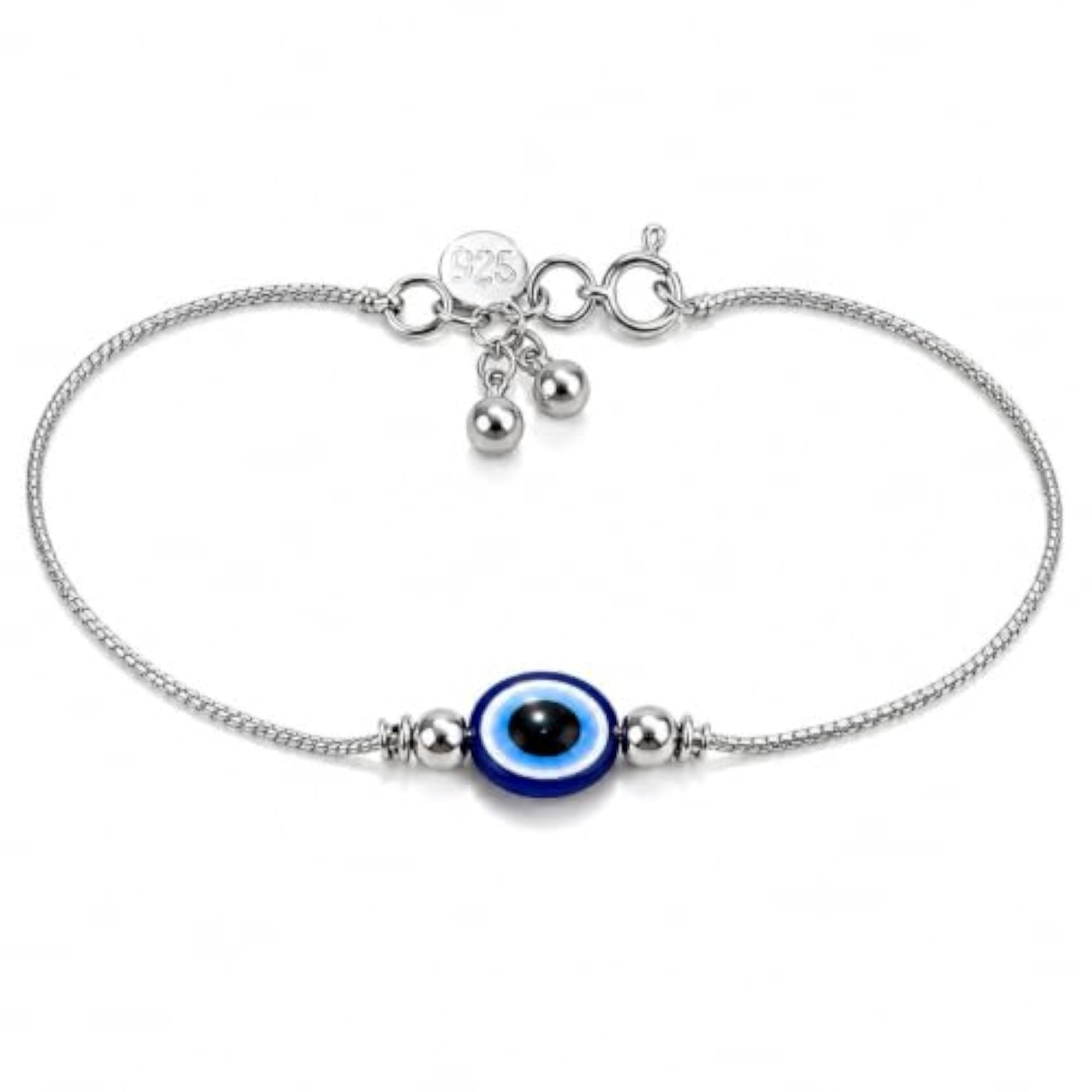 Women's Attractive Silver Single Stone Evil Eye Anklet
