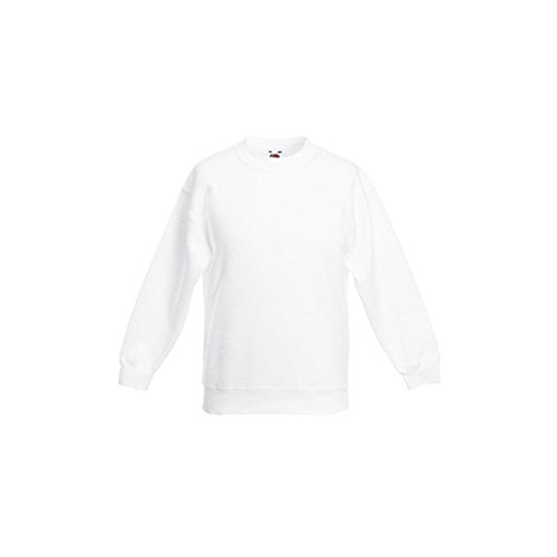 Fruit Of The Loom Kinderpullover – Weiß – Aus Baumwolle-Polyester – Größe 5-6 Jahre (Brust 71 Cm)