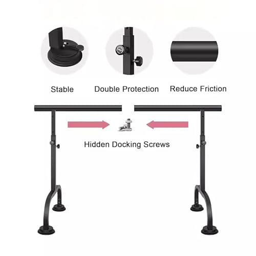 Barre de ballet portable rose avec ventouses pour sol lisse