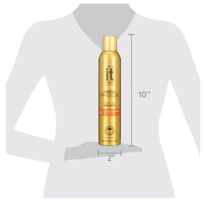 F'reeze It Mega Extreme Hold Hair Spray, Original ~ 10 Oz - Pack Of 2 ~ It Hairspray for Women, Hair Spray Mega Extreme Hold, Original Hairspray for Long-Lasting Style.