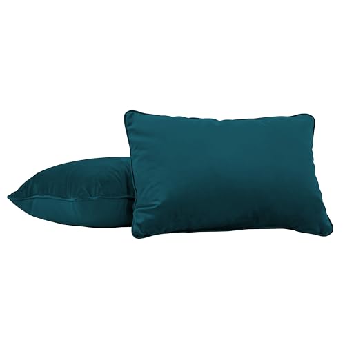 FDP 16" x 24" Velvet and Vinyl Rectangle Lumbar Pillow - Peacock, 15173-345