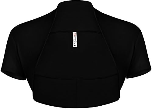 Simlu Short and Long Sleeve Bolero Shrug for Women Reg and Plus Size- Made in USA (Size Small, Black Short Sleeve)