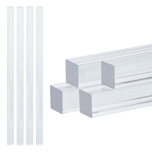 SUPERFINDINGS 4 Stück Acryl Vierkantstab 24.8x1x1cm Durchsichtiger Vierkantstab Dübelstangen Sortiment Massive Stange DIY Modellmaterial Für Den Modellbau DIY Beleuchtungskörper Handwerk