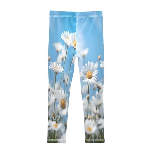 Toddler Girls Leggings Printed Yoga Pants Leggings Daisy Bule Background for Kids2
