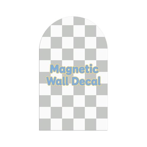 Image of Magnetic Chalkboard Wall Decal 24''x40'' Arch - Removable Reusable Peel and Stick (No Wall Damage) Extra Strong Magnetism - Easy Clean Chalkboard for Home Office Playroom (Grey White Checker)