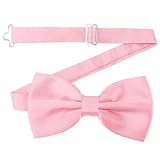 SURVODJA Men Bow Tie Adjustable Length Wedding Male Fashion Boys Satin Bowties one size Pink
