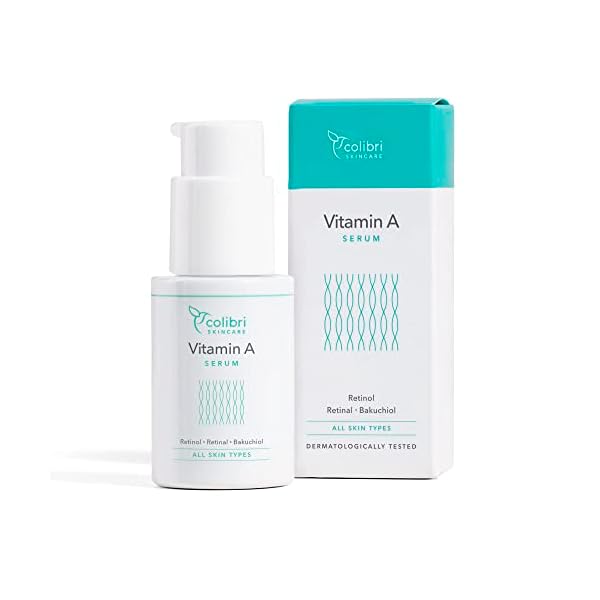 colibri skincare Vitamin A Serum - 30ml Retinol Serum hochdosiert - 4-fach Wirkstoffkomplex mit Retinol, Retinal…