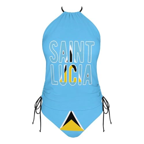 Linkasi Flag of Spain Women's Sexy Thong Suspender Bikini Side Tie Triangle Bikini Set4