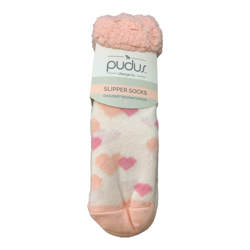 Image of Pudus Cozy Winter Slipper Socks Women & Men w Non-Slip Grippers Faux Fur Sherpa