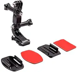 Suporte Lateral De Capacete Compativel Para Gopro + Kit Adesivo Curvo E Reto