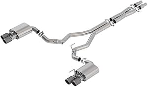 Borla 140743CFBA ATAK Cat-Back Exhaust System 3 in. Incl. Connecting Pipes/Muffler/Hardware/4 in. Dual Round Rolled Angle-Cut Carbon Fiber Black Tip Dual Split Rear Exit ATAK Cat-Back Exhaust System