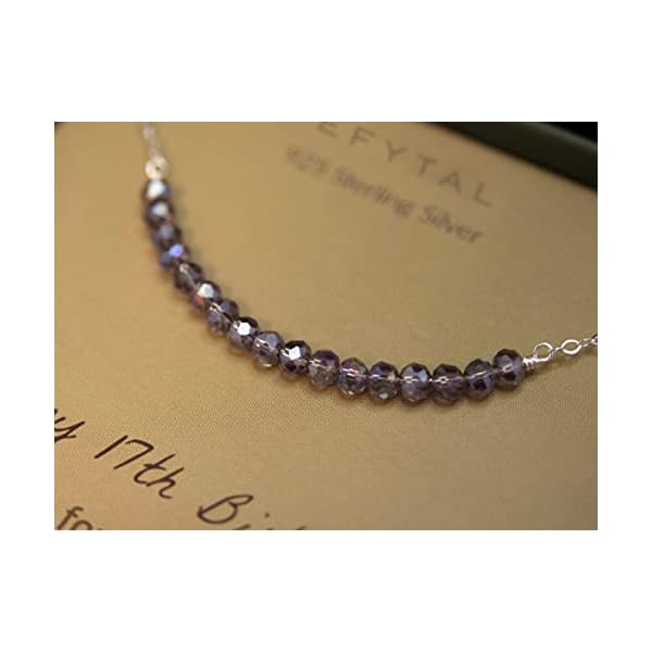EFYTAL 17th Birthday Gifts for Girls, Sterling Silver Necklace, 17 beads for 17 Year Old Girl, Jewelry Gift Idea