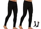 BOSPHORUS 2er Pack Herren Funktionsunterwäsche Unterhose Thermoaktiv (Unterteile Schwarz, L)