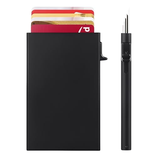 COYUN Porte-Cartes en métal Homme et Femme avec Bloc RFID, Porte-Cartes de crédit Automatique Pop-up, Portefeuille Porte-Cartes en Aluminium antivol, Style...