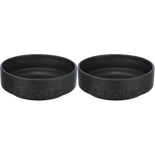 TRIXIE Ciotola per cani in ceramica BE NORDIC 500 ml nero – moderna ciotola per cani di piccola taglia Ø 16 cm ciotola in ceramica con rivestimento in gomma antiscivolo – 24523 (Confezione da 2)
