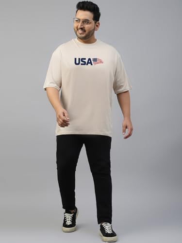 Image of Veirdo Men's Cotton Half Sleeve Plus Size Printed T-Shirts with NY & USA Designs, Stylish Comfortable & Durable Tees, Available in 2XL to 5XL Sizes