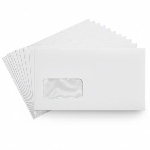 DL White Window Envelopes Self Seal 110x220mm 100Gsm Peel and Seal Invoice Letter Envelopes with Clear Window Pack of 30