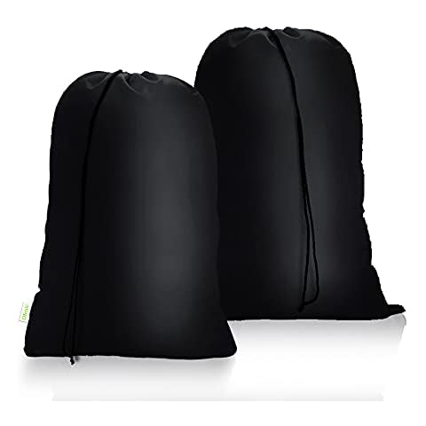 OTraki Medium Drawstring Laundry Bag 2 Pack Heavy Duty laundry bag Travel 32 x 24 inch Dirty Clothes Washable Nylon Laundry Bag for Home Dorm Camp Travel College, Black Cover