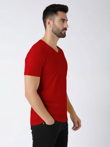 Image of Friskers Men's V-Neck Short Sleeves Cotton T-Shirt - Casual T-Shirt, Regular Fit