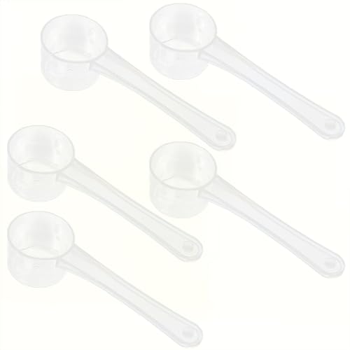 SHUBEIEUMI 5 Pezzi Cucchiaio Dosatore 10ml, Misurino in Plastica Trasparente, Misurini Cucchiai di Proteine in Polvere per Latte in Polvere