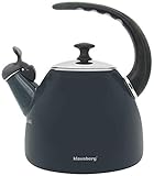  KLausberg Emaillierter Wasserkessel mit Pfeife KB-7404 2,8L Kessel aus Emaille Grau