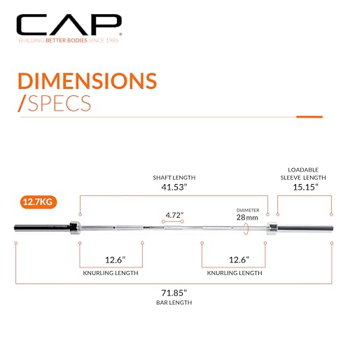 Image of CAP Olympic Barbell - 5FT, 6FT, & 7FT Strength Training Weight Bars, Multiple Options