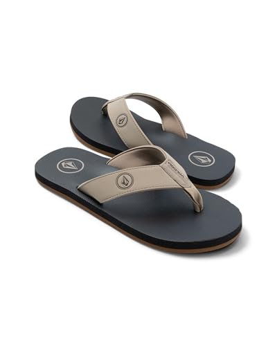 Image of Volcom Men's Daycation Flip Flop Sandal - Soft Brushed Recliner Comfort Foam Footbed, Black /Black, 8