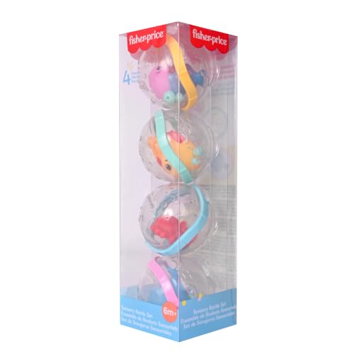 Fisher-Price™ Sensory Rattle Set, 4-Piece Baby Bath & Activity Toy Balls with Ocean Animals, Easy Grasp Rattles for Babies & Toddlers 6M+ - image 7