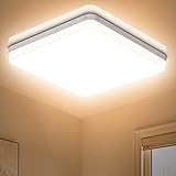 【Luminiscencia uniforme】Ceiling light máscara luminosa súper grande, 48W 3000K 4320LM luz de versión de disco LED cuadrada cálida, lampara de techo led Ra> 80, ángulo luminoso de 120 °, Iluminación de techo para oficina luz suave sin sombra, cuide sus ojos con cuidado