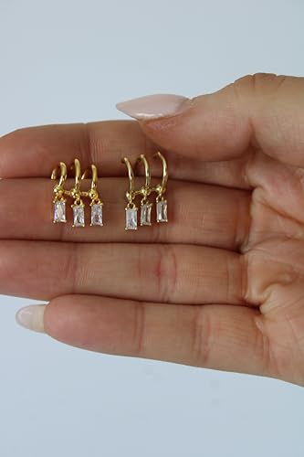 Triple Hoops Earrings with Diamond - 18k Gold Plated Triple Hoop Earrings, Layered Look, Diamond, Earrings for Women4