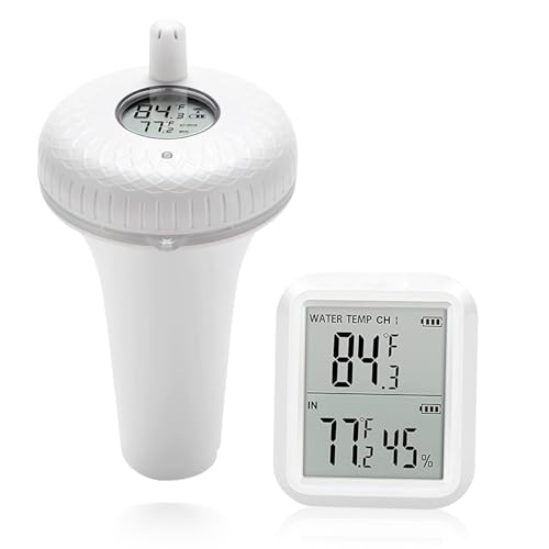 Termómetro digital de piscina con monitor interior inalámbrico y pantalla fácil de leer