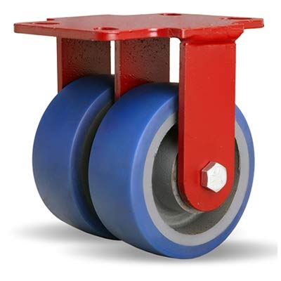 Hamilton Heavy Service Dual-Wheel Rigid Caster Part# R-HS2-5SPB 5" x 2" Ergo-Glide Polyurethane (85A) on Cast Iron Wheels with 1/2" Sealed Precision Ball Bearings - 1,500 lbs Capacity - USA Made