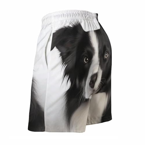 Border Collie Mens Swim Trunks Quick Dry Hawaii Bathing Suit Board Shorts with Mesh Lining-4