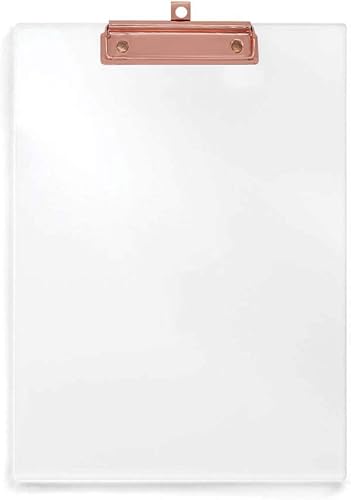 UNIQOOO Portapapeles de acrílico transparente grueso con clip de acabado dorado rosa brillante, perfecto para regalo de Navidad, amante de las artes