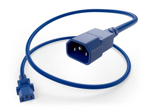 UNC PDU Power Cable C13 to C14 6 Foot Blue 10 Amp - SJT 250V UL Listed 18AWG IEC Extension Cord Reliable Server Rack Power Cable for PDU UPS Network Equipment Data Centers