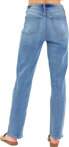 Judy Blue Women's High-Rise Straight Fit Jeans (US, Numeric, 15, Regular, Regular, 8602 Medium Blue)4