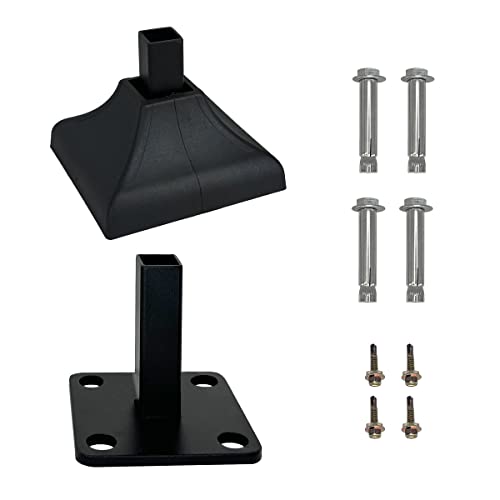 Rockwill Heavy Duty Steel Fence Base Flange Kit for 1 Inch Square Posts Complete Set with 1 Base, 1 Interlocking Cover, 4 Anchor Bolts, 4 Tapping Screws on Deck Garden Farm (1", 1-Pack) by Rockwill - Used condition - US$12.57