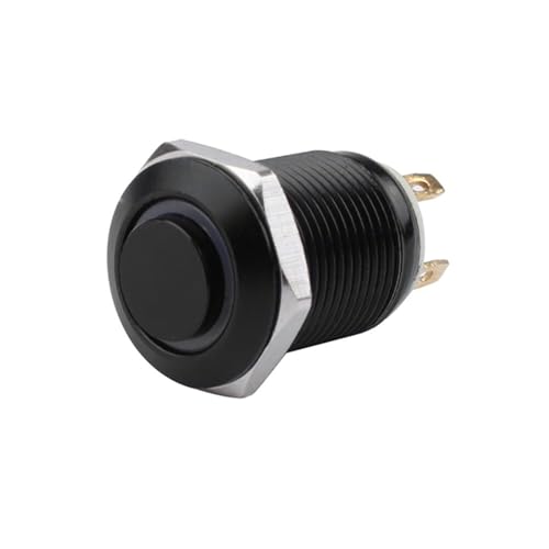 Interrupteur bouton-poussoir momentané métallique noir 12mm 48V