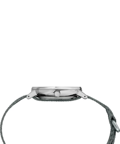 Timex Unisex Weekender 38mm Watch – Silver-Tone Case Gray Dial with Gray & Orange Fabric Slip-Thru Strap
