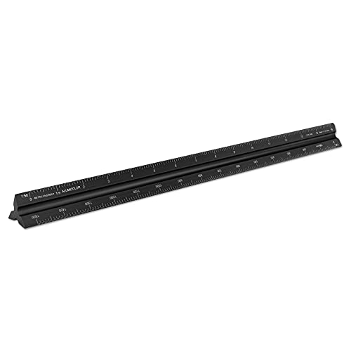 Image of Alumicolor Aluminum Engineer Metric Solid Drafting Scale, 30 Centimeter, Black